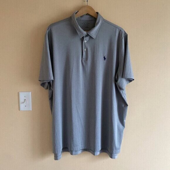 Ralph Lauren Performance Polo Shirt 2XL XXL Gray Pony Performance Outdoors Golf - Picture 2 of 14